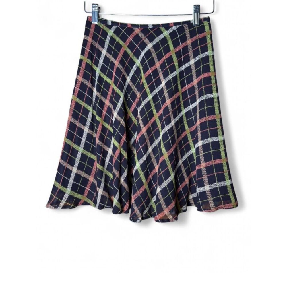 90s Vintage Ann Taylor Plaid Mini Skirt Flare Fit size 2